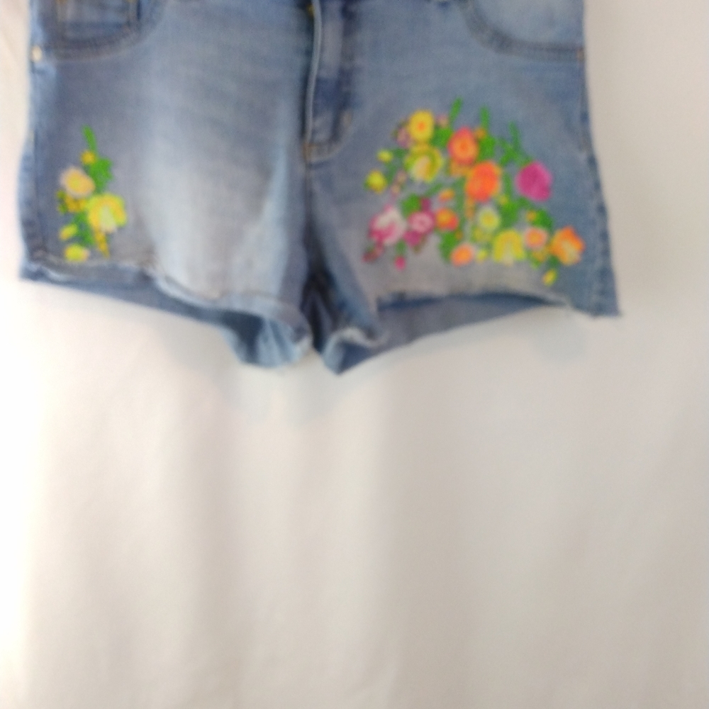 Jordache Blue Denim Floral Print Shorts